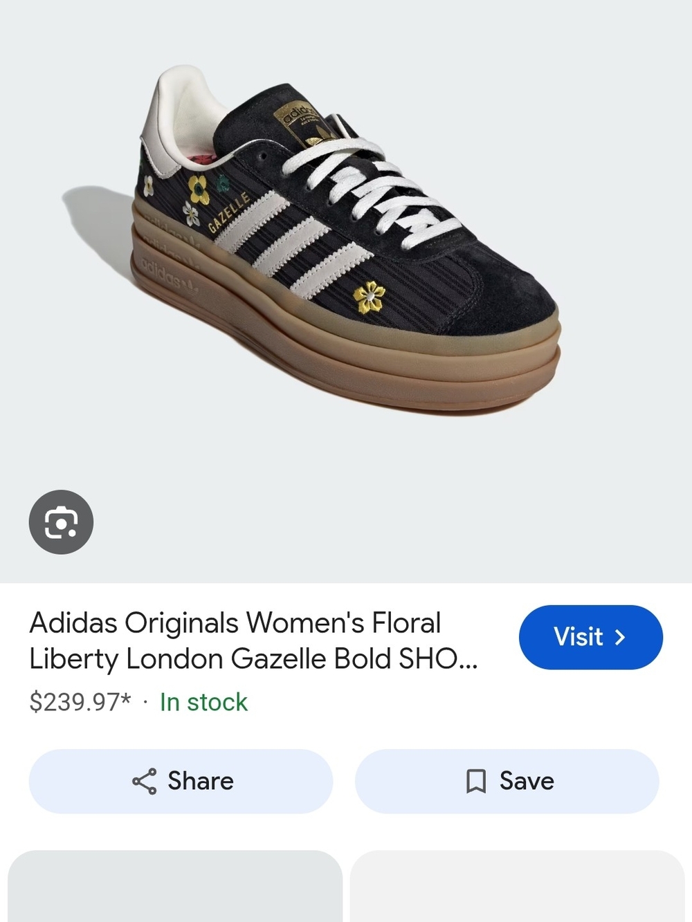 Adidas Gazelle Bold Women's Floral Sneaker - Black